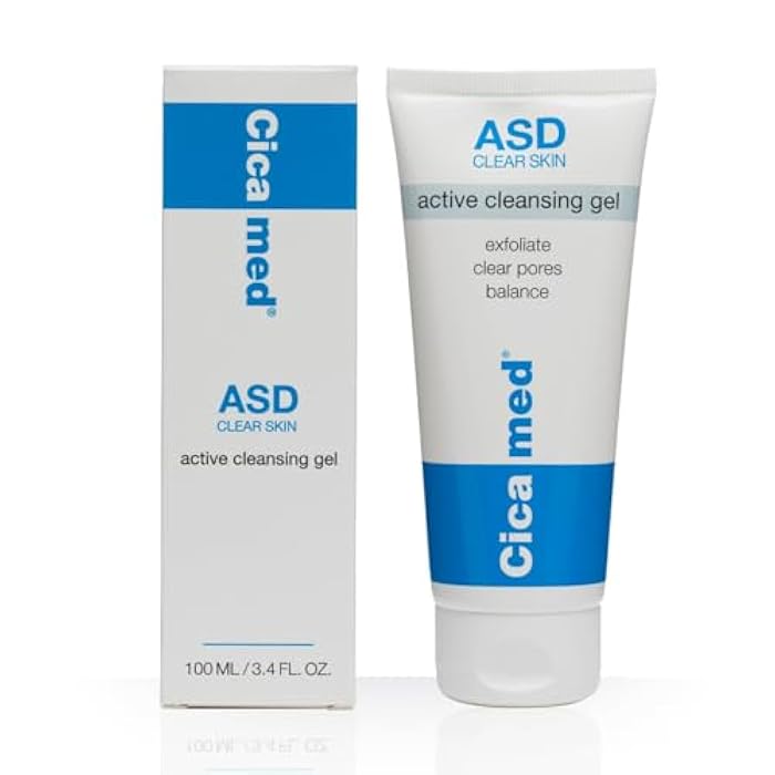 Cicamed ASD Acne Cleansing Gel - Cleanser with Glycolic & Salicylic Acid for Oily & Blemish-Prone Skin - Gentle Face Wash to Exfoliate & Unclog Pores - 3.4 fl. oz (100 ml) - Image 1