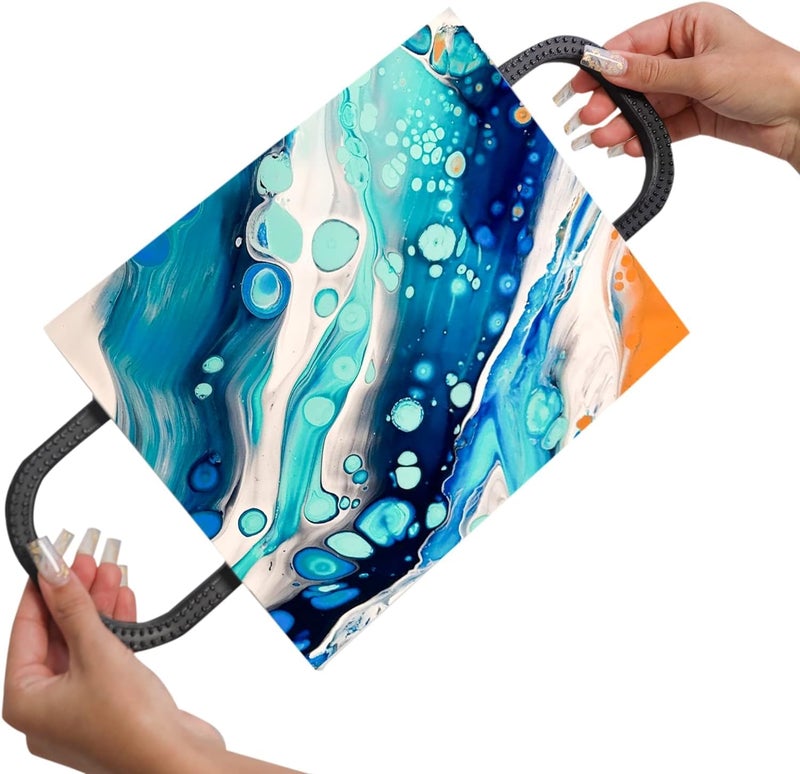 مقابض قماش SplashNcolor 4Pack لصب الطلاء باللون الأسود قابلة للتوصيل إطار مقبض حامل لتسهيل إمالة القماش بدون فوضى أدوات صب الطلاء الأكريليكي لفناني السوائل باللون الأسود