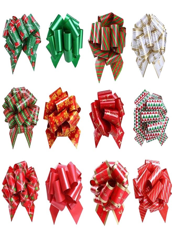 JLNGTHONG 12 Pcs Gift Wrap Bows for Christmas, 5 Inches Gift Bows with Ribbon Mixed Color Bows for Xmas Bouquet Basket Bottles Supplies - Image 1