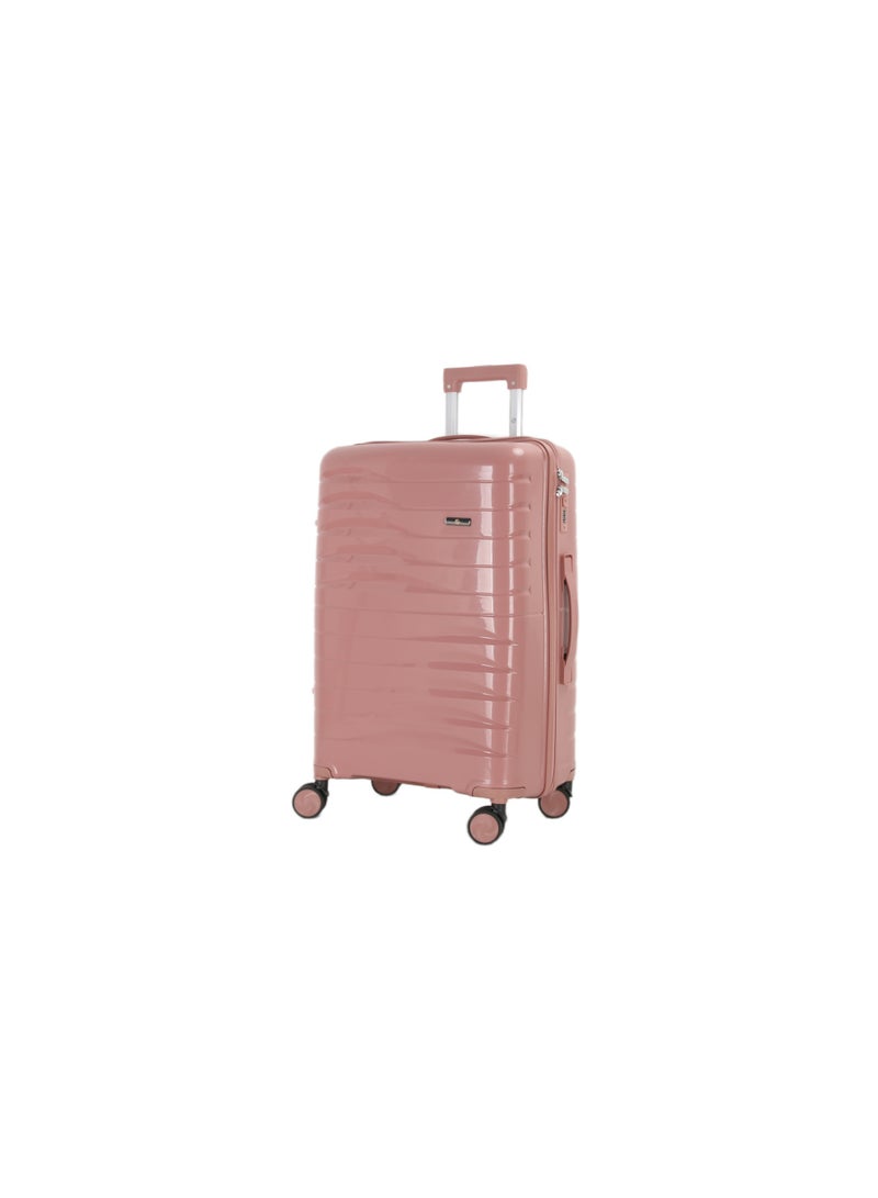 اتش تي مجموعة حقائب سفر إتش تي، من أربع قطع - حقائب سفر صلبة بعجلات دوارة، ومقبض تلسكوبي، وسحابات مقاومة للانحشار (13/20/24/28 بوصة، 13.5/49/76/129 لترًا، طقم سفر خفيف الوزن، لون ذهبي وردي) - Image 4