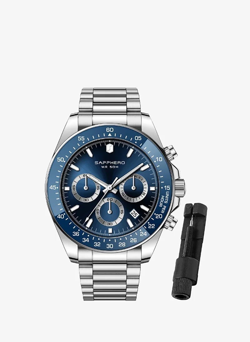 Sapphero  SAPPHERO Mens Watches Analog Quartz Chronograph Stainless Steel Watches for Men 50M Waterproof Men's Wrist Watches with Calendar Luxury Business Work Casual Watch Elegant Gifts for Mens for Men | Best Price UAE