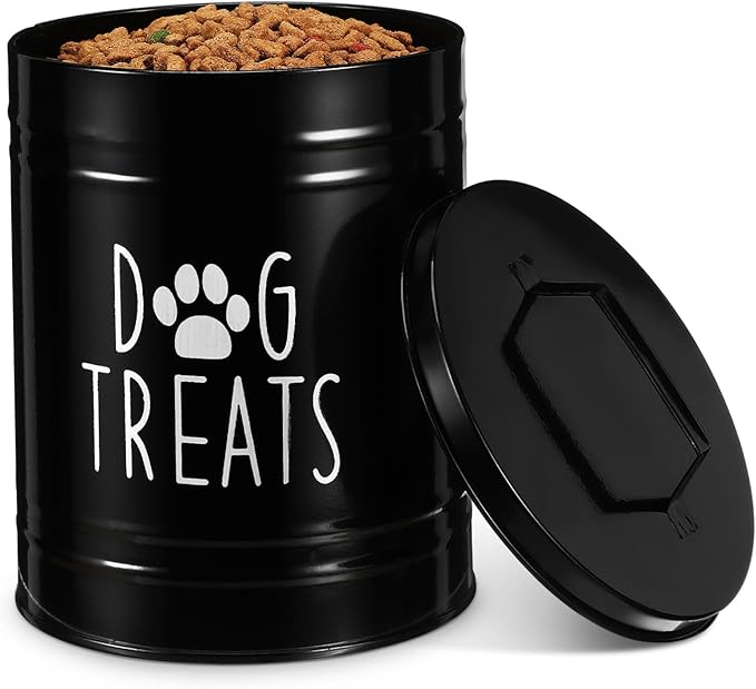 Airtight Dog Food Storage Container With Lid Easy Clean Iron Bucket Black - Image 1