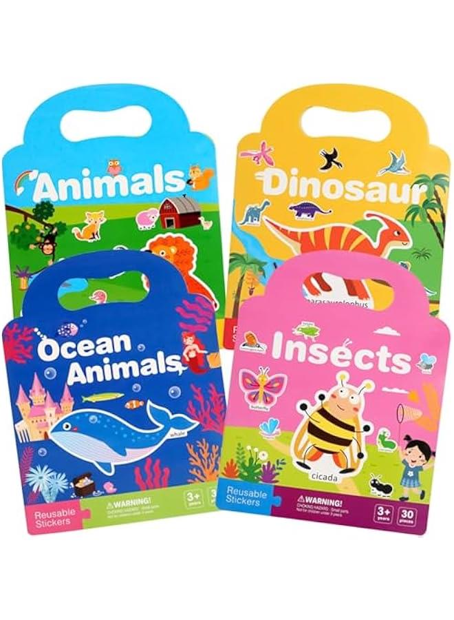 FYLX 4  Sticker Books for Kids 3D Puffy Stickers Books 126  Cute Waterproof Stickers Perfect for Kids Boy and Girl Travel Learning  Animals Dinosaurs Insects Ocean Animals) - Image 1