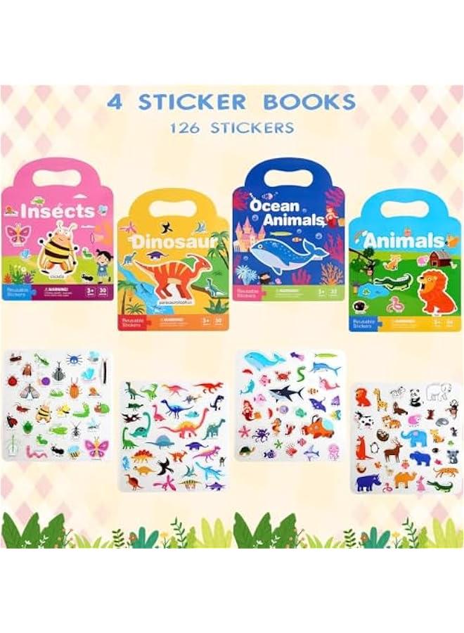 FYLX 4  Sticker Books for Kids 3D Puffy Stickers Books 126  Cute Waterproof Stickers Perfect for Kids Boy and Girl Travel Learning  Animals Dinosaurs Insects Ocean Animals) - Image 2