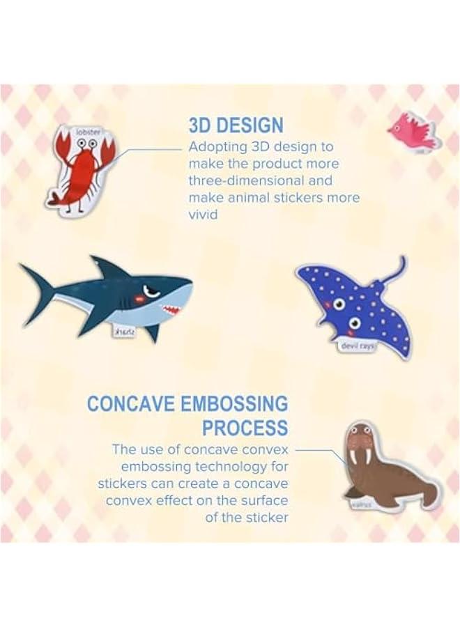 FYLX 4  Sticker Books for Kids 3D Puffy Stickers Books 126  Cute Waterproof Stickers Perfect for Kids Boy and Girl Travel Learning  Animals Dinosaurs Insects Ocean Animals) - Image 3