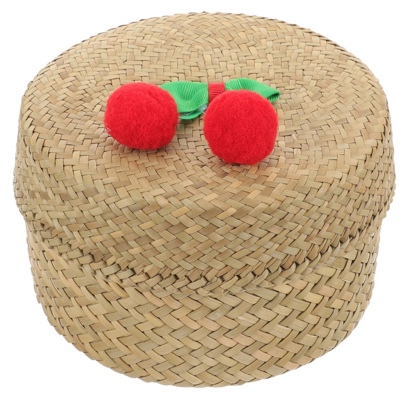 Handmade Woven Flower Basket Box Mini Sundries Container Fruit Basket With Lid - Image 1