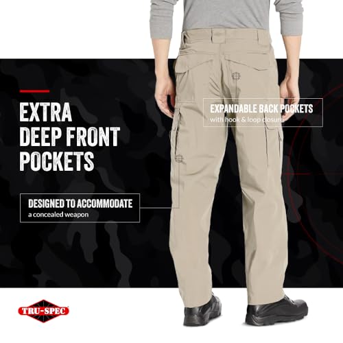 Tru-Spec 24-7 Original Tactical Pants for Men - Durable, Water-Resistant Cargo Work Pants with Concealed Carry and Knee Pad Openings, Khaki - 42W x 37L - Image 5