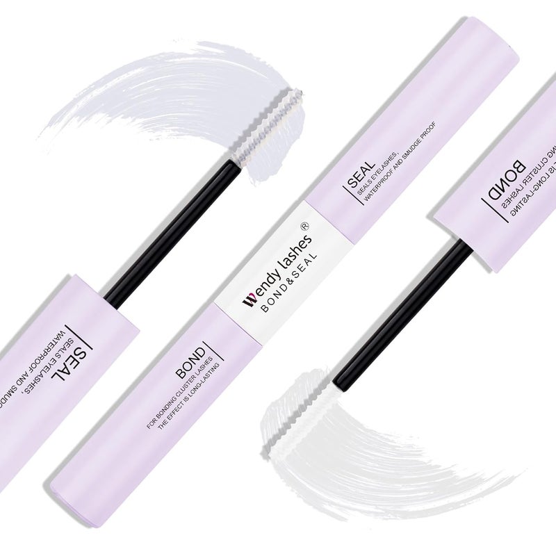 Lash Bond and Seal for Eyelash Cluster: 2 in 1 Glue, DIY, Strong & Flexible Hold, 5ml Clear-Bond, 5ml Clear-Seal, Wendy Lashes, ST29-3
