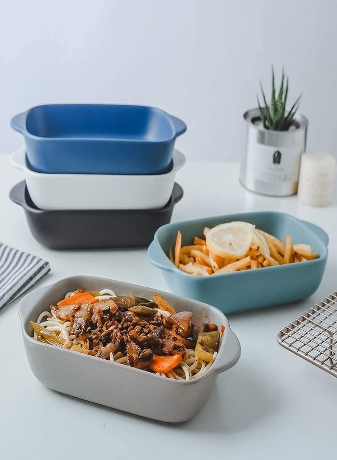 Clovis Bakeware Set, White Porcelain Baking Dish Bowl, 7.5 x 5 inch Rectangular Baking Pans for Cooking, Banquet and Daily Use (Blue) - Image 4