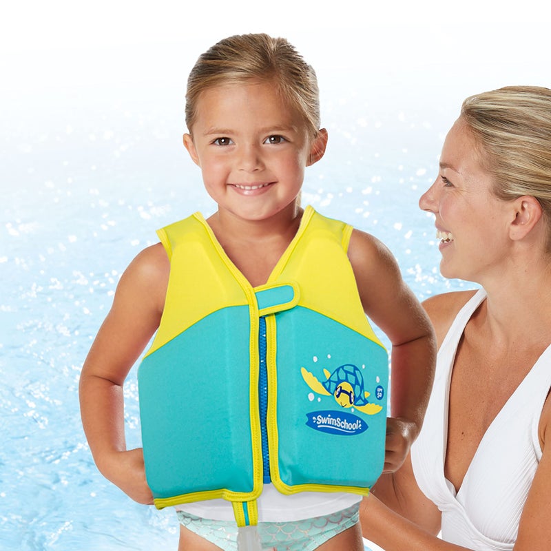 SwimSchool Swim Trainer Vest, Flex-Form Design, Padded Shoulders and Adjustable Safety Strap, Easy On & Off, Medium/Large, Up to 50 Lbs, Seafoam Blue, (AZV18863BLML) - Image 5