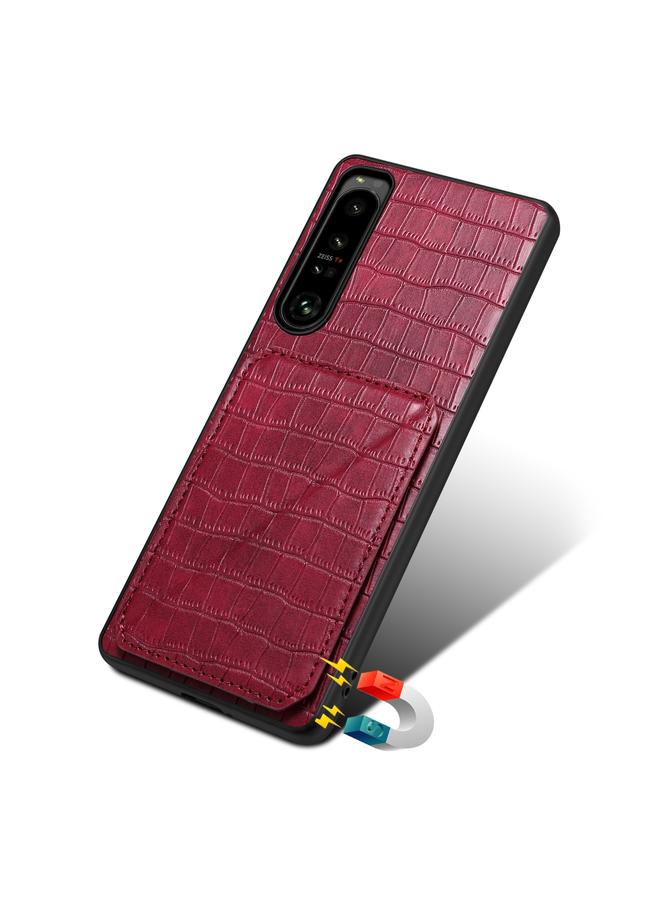 Denior Case For Sony Xperia 5 III Imitation Crocodile Leather Back Phone Case with Holder - Image 5