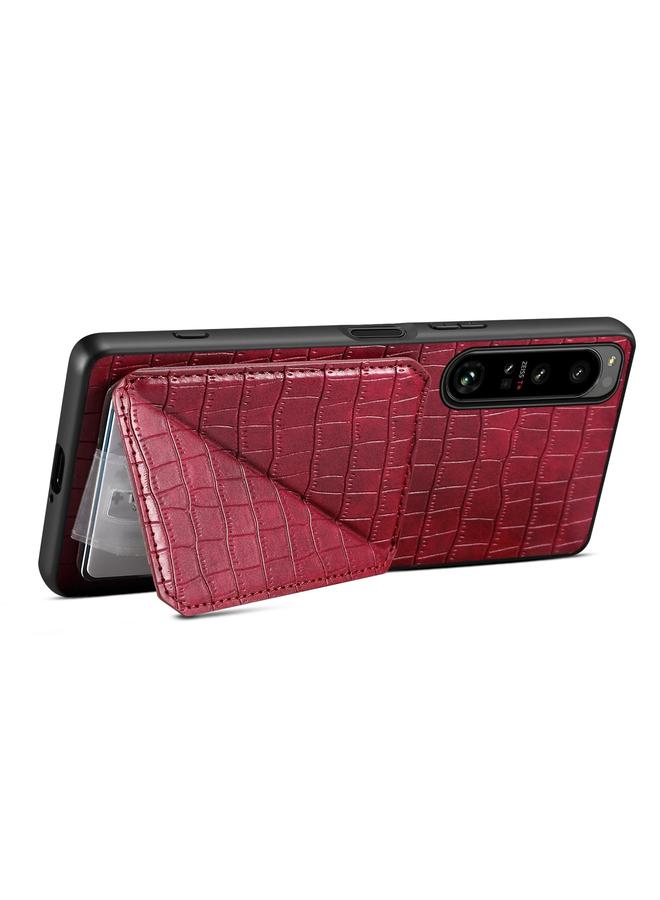 Denior Case For Sony Xperia 5 III Imitation Crocodile Leather Back Phone Case with Holder - Image 3