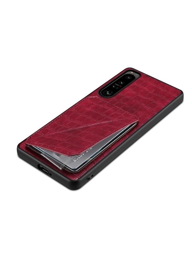 Denior Case For Sony Xperia 5 III Imitation Crocodile Leather Back Phone Case with Holder - Image 4