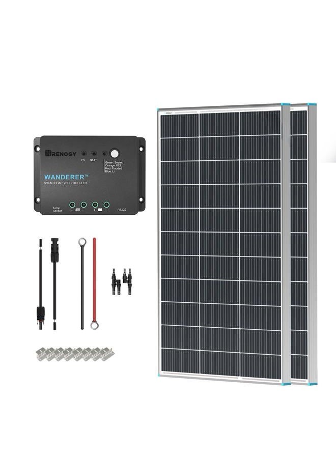 Renogy 【New Upgrades】 Renogy 200 Watt Solar Panel Kit 12 Volt N-Type Starter Kit with 2 Pcs 100W Solar Panel and 30A PWM Charge Controller for RV, Boats, Trailer, Camper, Marine,Off-Grid System - Image 1