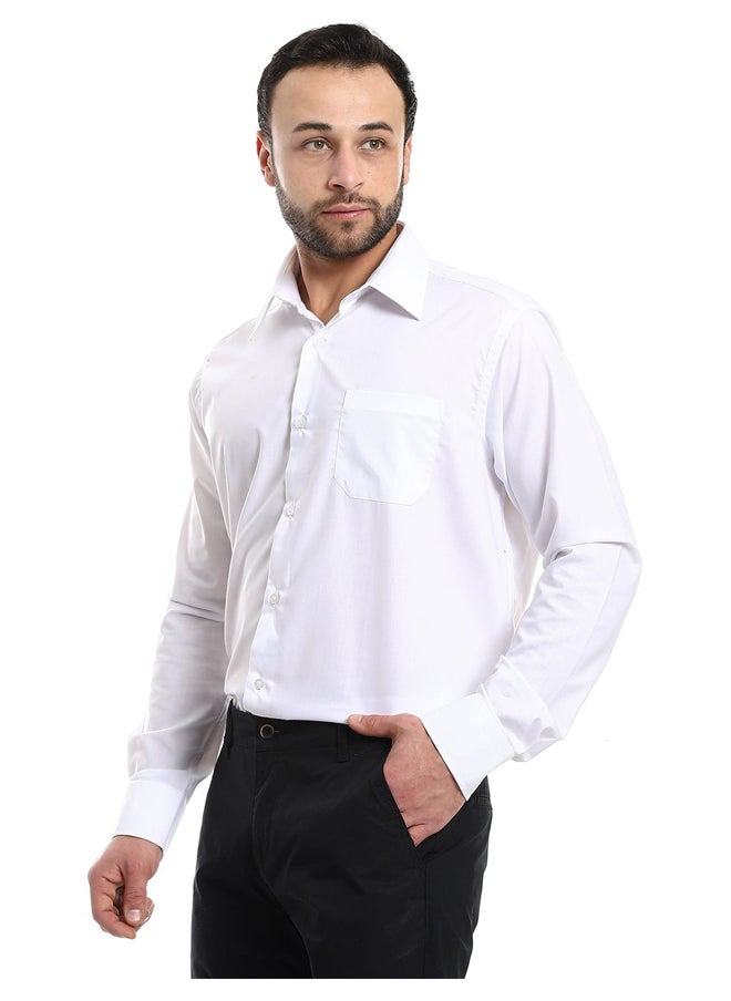 Andora - Classic Regular Fit Plain White Shirt_White - Image 1