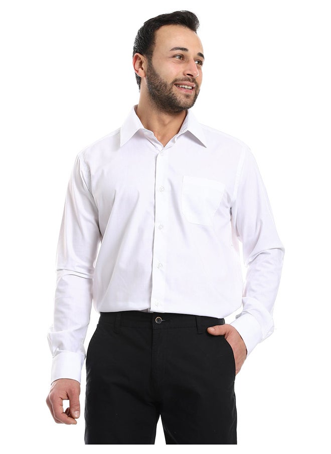 Andora - Classic Regular Fit Plain White Shirt_White - Image 1