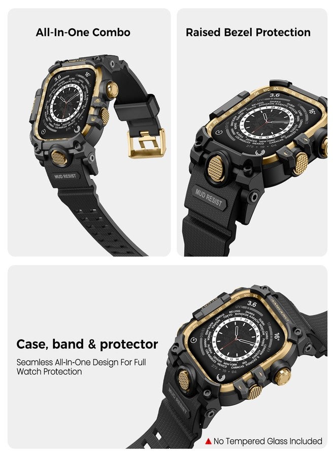 امباند حافظة amBand متينة مع سوار لساعة Apple Watch مقاس 45 مم، متوافقة مع ساعات Apple Watch (iWatch) Series 9/8/7، غطاء ممتص للصدمات بدرجة عسكرية، سوار تكتيكي للرجال، أسود ذهبي - Image 4