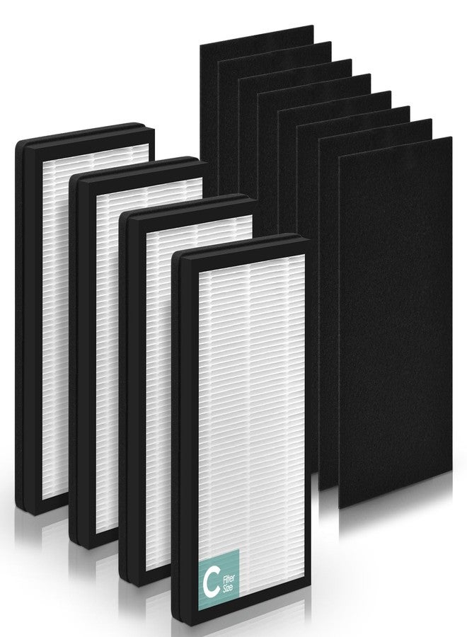 Keedal Idylis Air Purifier Replacement Filter C for Filtrete and Idylis IAP-10-200 IAP10200 [C+C] IAP-10-280 IAP10280 [C+D] Air Purifier with Idylis Air Filters IAF-H-100C, 4 HEPA & 4 Extra Carbon Pre-filter - Image 1