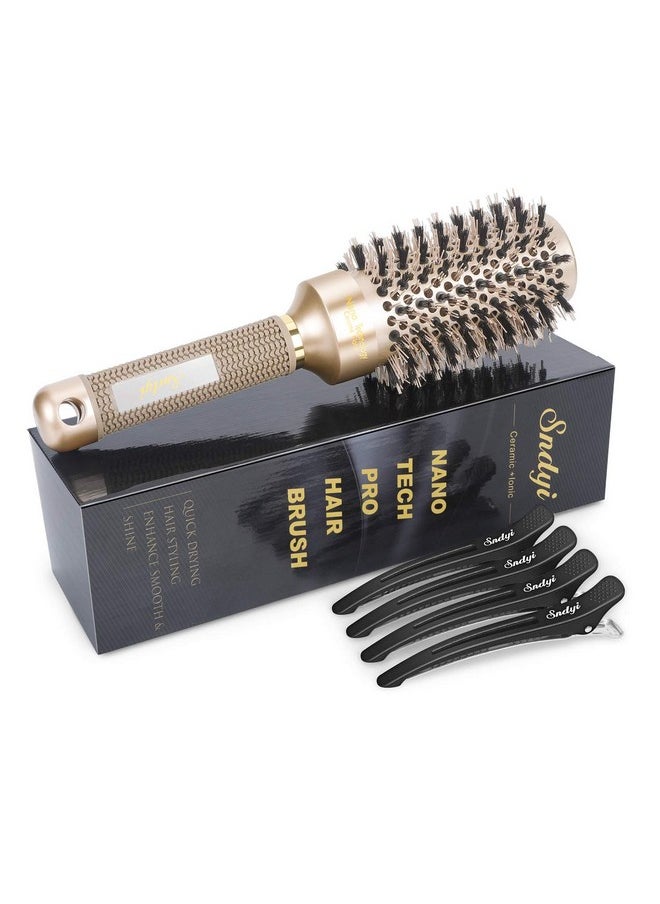 Sndyi - Nano Thermal Ceramic Round Hair Brush With Boar Bristles For Blow Drying And Styling By Sndyi 2.9 Inch Barrel - Image 1