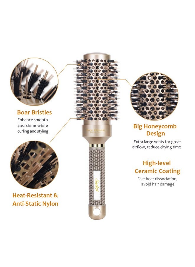 Sndyi - Nano Thermal Ceramic Round Hair Brush With Boar Bristles For Blow Drying And Styling By Sndyi 2.9 Inch Barrel - Image 1