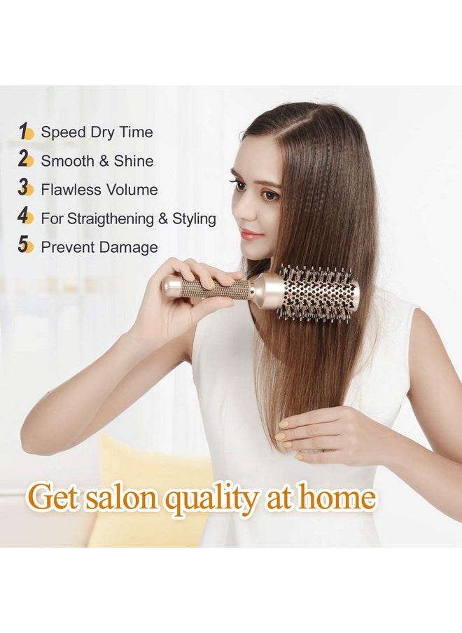 Sndyi - Nano Thermal Ceramic Round Hair Brush With Boar Bristles For Blow Drying And Styling By Sndyi 2.9 Inch Barrel - Image 1