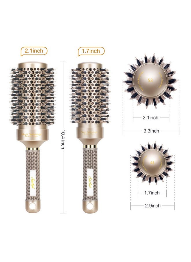 Sndyi - Nano Thermal Ceramic Round Hair Brush With Boar Bristles For Blow Drying And Styling By Sndyi 2.9 Inch Barrel - Image 1