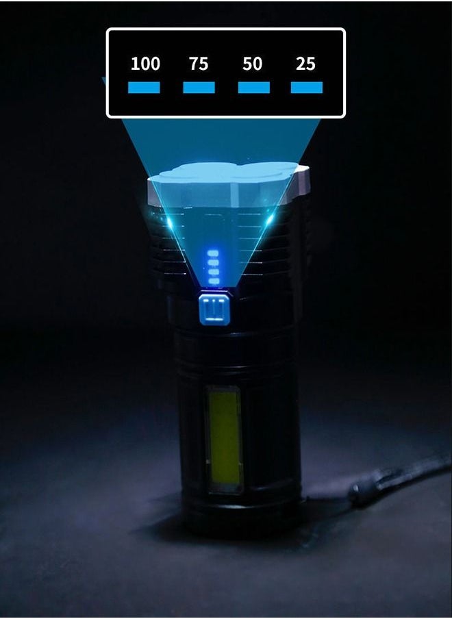 GROIC - 4 LED USB Rechargeable LED Flashlights, Super Bright 50000 Lumens Light, IPX5 Waterproof Outdoor Camping and Hiking Flashlights Torch - Image 1