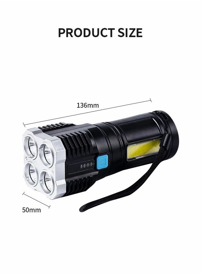 GROIC - 4 LED USB Rechargeable LED Flashlights, Super Bright 50000 Lumens Light, IPX5 Waterproof Outdoor Camping and Hiking Flashlights Torch - Image 1