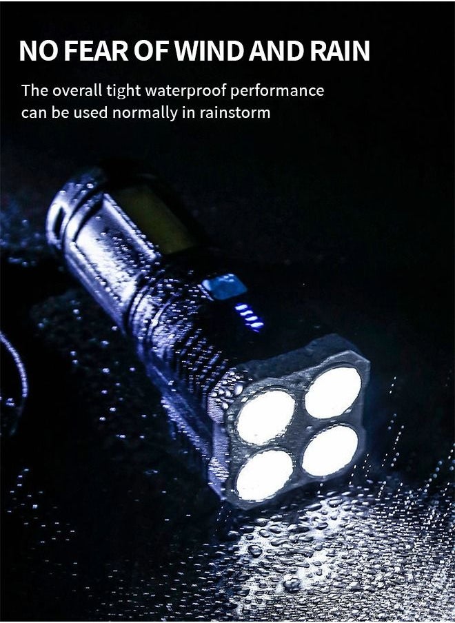 GROIC - 4 LED USB Rechargeable LED Flashlights, Super Bright 50000 Lumens Light, IPX5 Waterproof Outdoor Camping and Hiking Flashlights Torch - Image 1