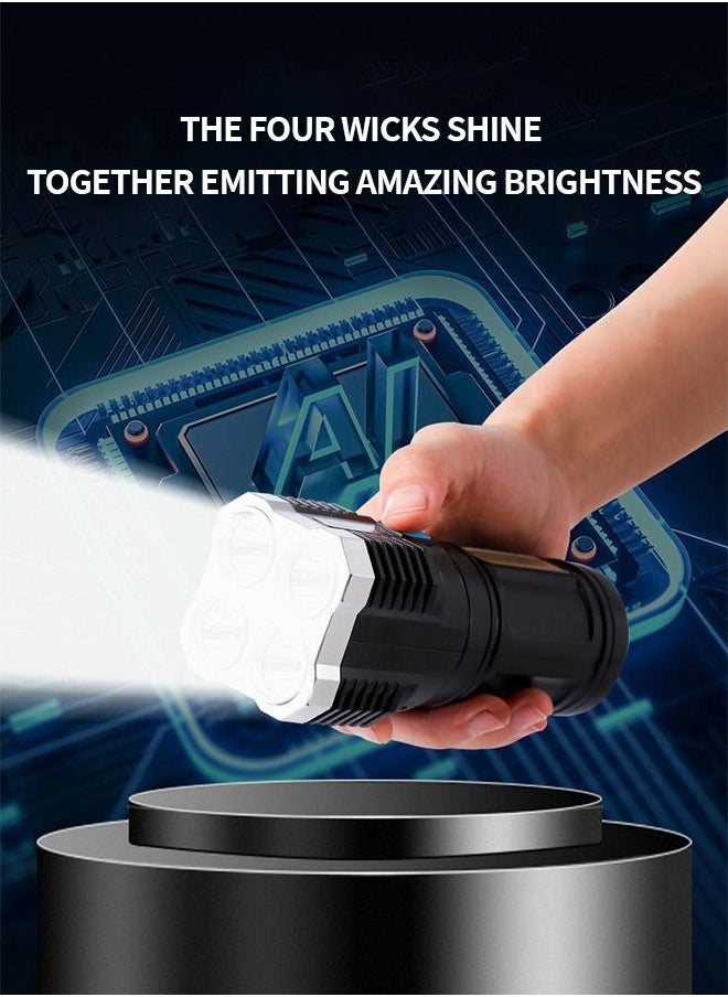 GROIC - 4 LED USB Rechargeable LED Flashlights, Super Bright 50000 Lumens Light, IPX5 Waterproof Outdoor Camping and Hiking Flashlights Torch - Image 1