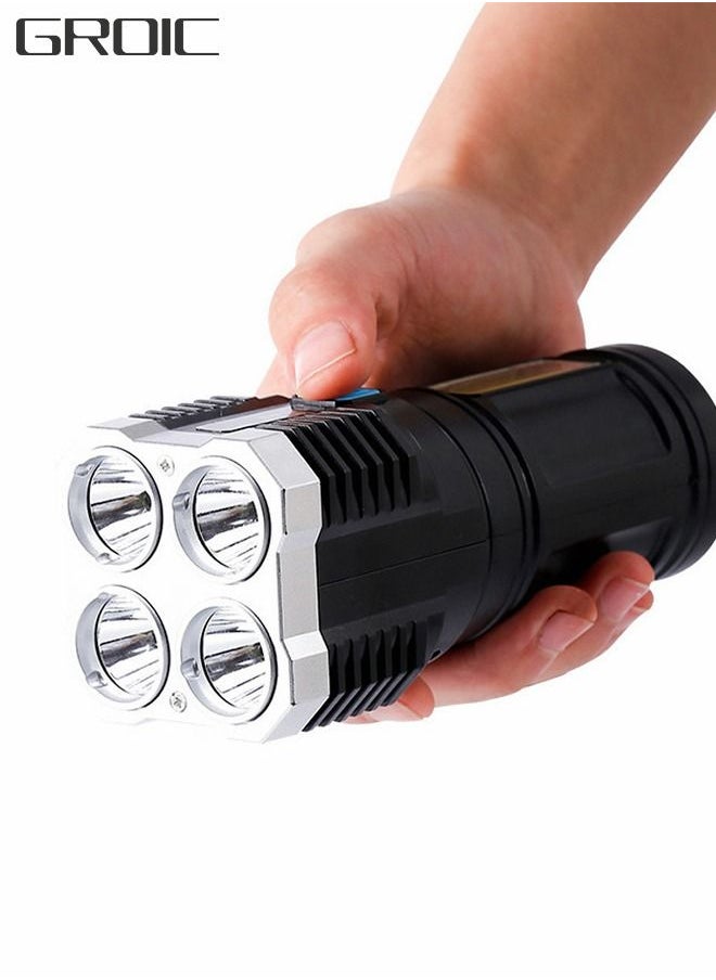 GROIC - 4 LED USB Rechargeable LED Flashlights, Super Bright 50000 Lumens Light, IPX5 Waterproof Outdoor Camping and Hiking Flashlights Torch - Image 1