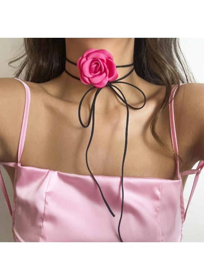 NIBEMINENT European And American Jewelry Fashion Retro French Style Big Flower Chocker Necklace Tassel Neck Chain For Women 