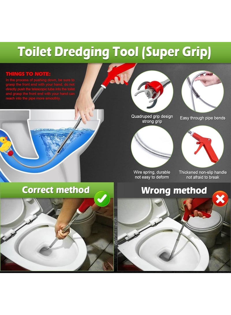 Barakah Toilet Auger, 130 cm Flexible Drain Snake with 4-Claw Grabber, Clog Removal Tool for Toilets and Pipes 4 cm or Larger, Includes Gloves and Cleaning Brushes for Home and Plumbing Use - Image 3