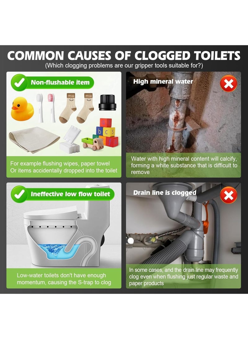 Barakah Toilet Auger, 130 cm Flexible Drain Snake with 4-Claw Grabber, Clog Removal Tool for Toilets and Pipes 4 cm or Larger, Includes Gloves and Cleaning Brushes for Home and Plumbing Use - Image 4