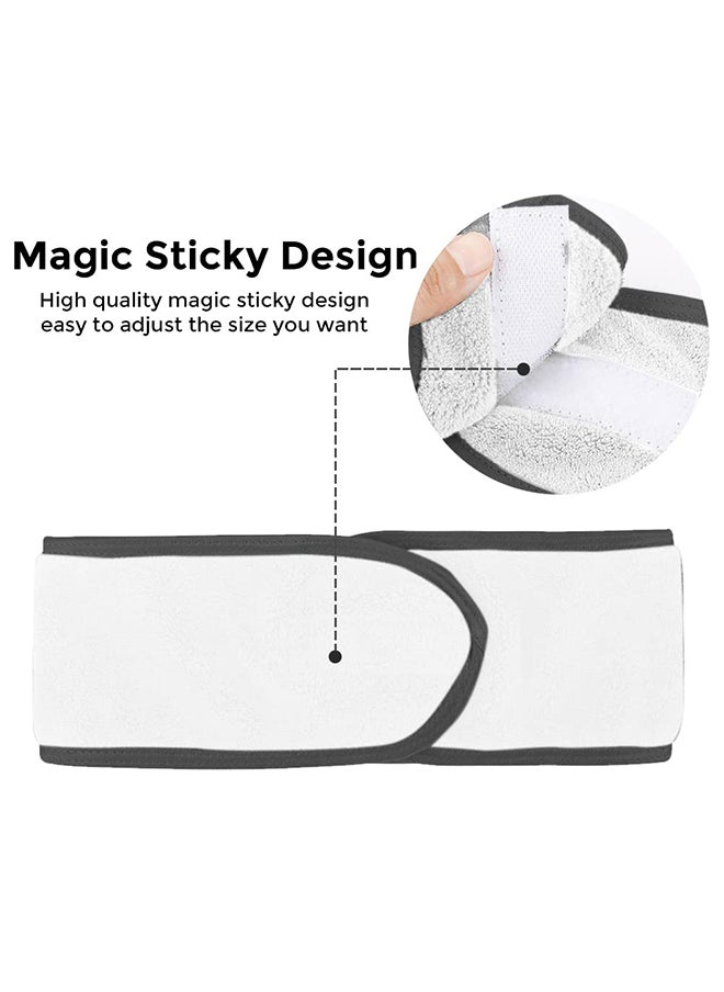 Wownect Microfiber Facial Headband Make up Hair Band StretchTowel for Sports Yoga Gym Band - White  - Image 2