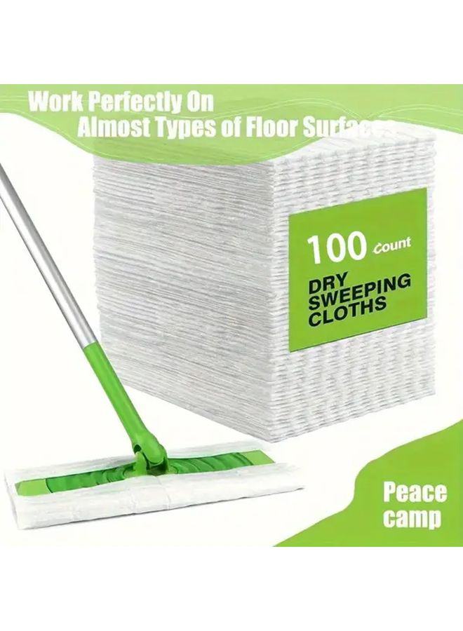 100 Pcs Electrostatic Dry Sweeping Cloths Disposable Dust Free Paper Wet and Dry for Floor Cleaning - Image 2