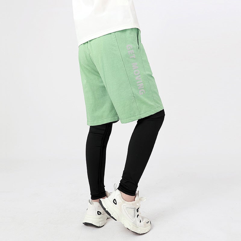 Korean Style New Children'S Sports Trousers Big Children'S Quick-Drying Ice Silk Fake Two-Piece Anti-Mosquito Pants Boys Pants - Image 1