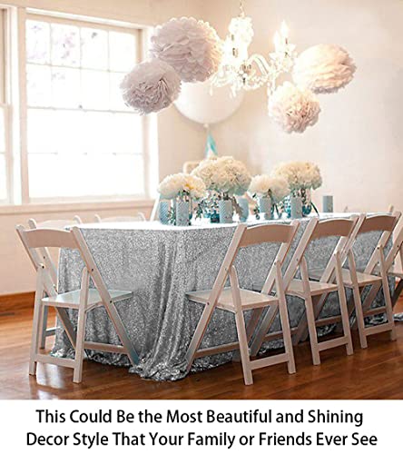 ShiDianYi 50''x72''Silver Sequin Tablecloth, Wedding Table Cloth, Sparkle Sequin Linens, Glitz, Sequin Cake Tablecloth, Sequin Tablecloth (50''x72'') - Image 5