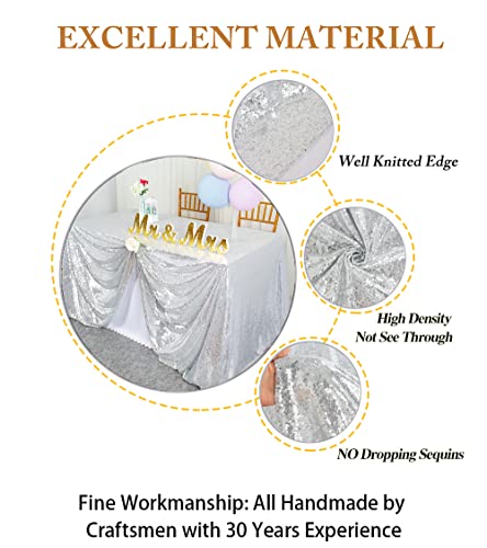 ShiDianYi 50''x72''Silver Sequin Tablecloth, Wedding Table Cloth, Sparkle Sequin Linens, Glitz, Sequin Cake Tablecloth, Sequin Tablecloth (50''x72'') - Image 3