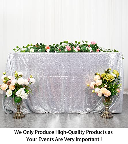 ShiDianYi 50''x72''Silver Sequin Tablecloth, Wedding Table Cloth, Sparkle Sequin Linens, Glitz, Sequin Cake Tablecloth, Sequin Tablecloth (50''x72'') - Image 2