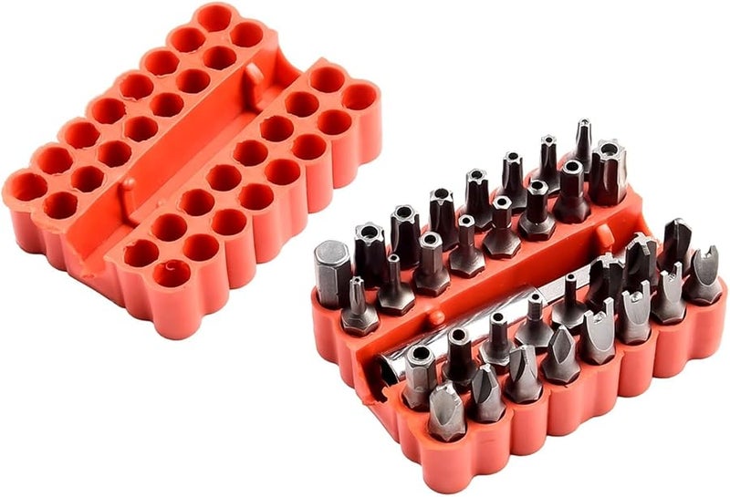 33 قطعة مجموعة مفكات براغي مغناطيسية من فولاد الكروم فاناديوم المجوف مع رؤوس سداسية أمنية وحامل تمديد سريع التحرير - Image 2