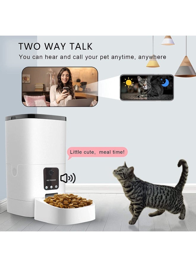 Pet Feeder,6L Automatic Cat Feeder with 1080P Camera, Pet Food Dispenser for Cats and Dogs WiFi Smart Feeder with 6L 2-Way Audio, App Control, Timed Feeder, Voice Recorder for Schedule Feeding - Image 3