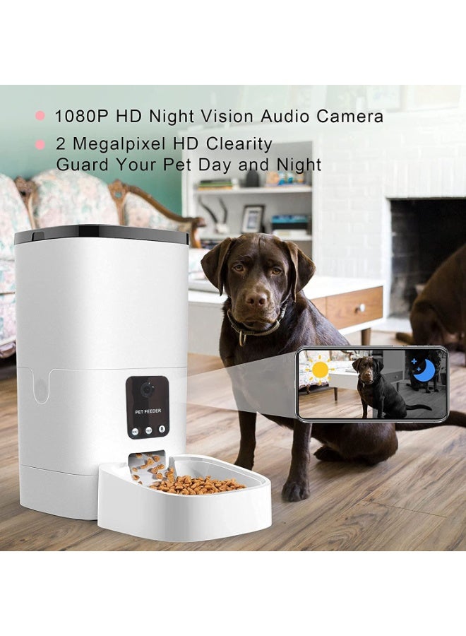 Pet Feeder,6L Automatic Cat Feeder with 1080P Camera, Pet Food Dispenser for Cats and Dogs WiFi Smart Feeder with 6L 2-Way Audio, App Control, Timed Feeder, Voice Recorder for Schedule Feeding - Image 4