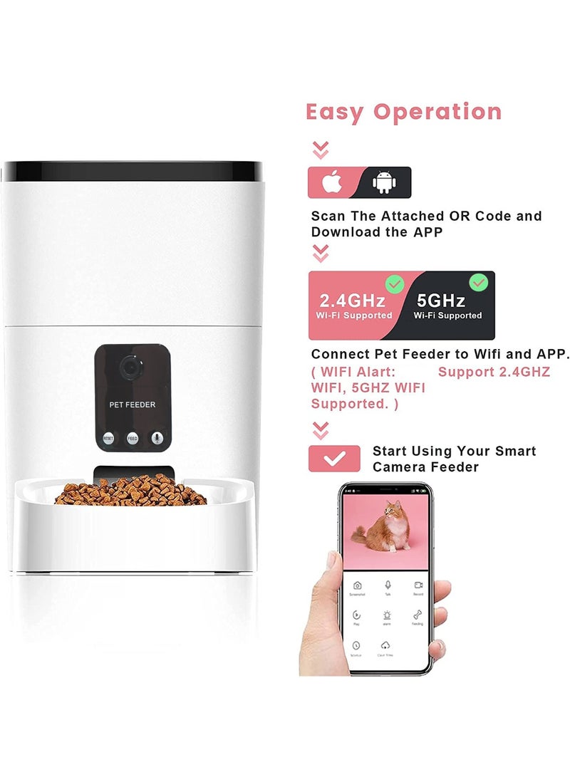 Pet Feeder,6L Automatic Cat Feeder with 1080P Camera, Pet Food Dispenser for Cats and Dogs WiFi Smart Feeder with 6L 2-Way Audio, App Control, Timed Feeder, Voice Recorder for Schedule Feeding - Image 2