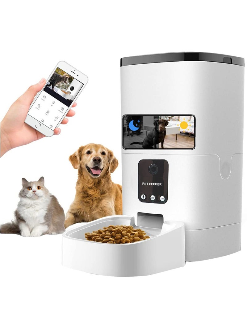 Pet Feeder,6L Automatic Cat Feeder with 1080P Camera, Pet Food Dispenser for Cats and Dogs WiFi Smart Feeder with 6L 2-Way Audio, App Control, Timed Feeder, Voice Recorder for Schedule Feeding - Image 1