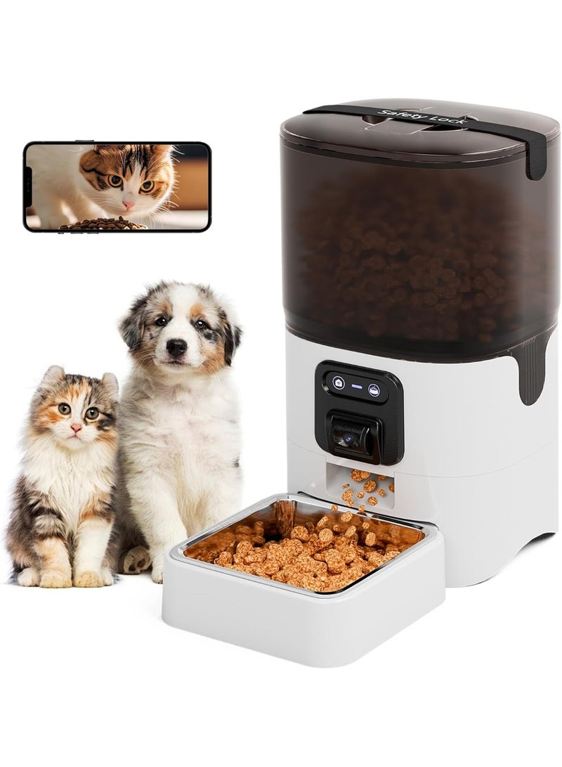 Pet Feeder,6L Automatic Cat Feeder with Camera, Pet Food Dispenser for Cats and Dogs WiFi Smart Feeder with 6L 2-Way Audio, App Control, Timed Feeder, Voice Recorder for Schedule Feeding - Image 1