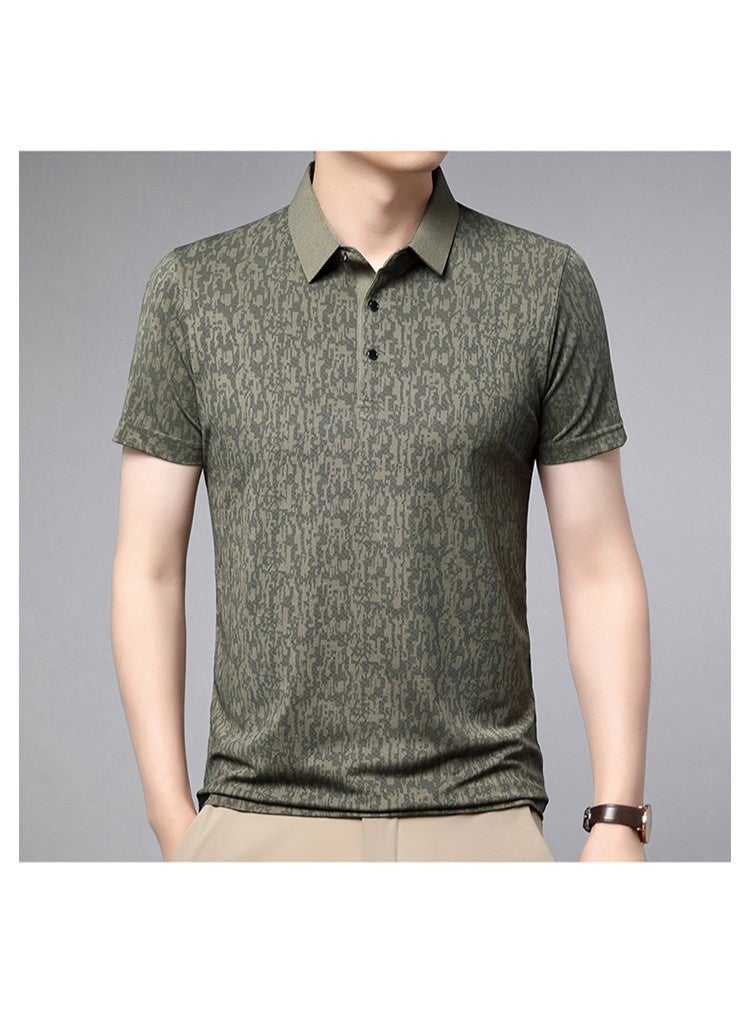 Men's Summer Printed Lapel Polo Shirt High Quality Trendy Casual Dyeing Short Sleeved Comfort T-Shirt Men's Wear - Image 2