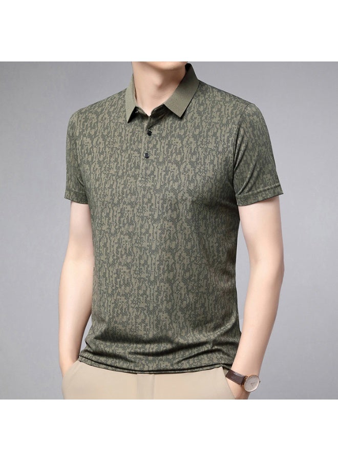 Men's Summer Printed Lapel Polo Shirt High Quality Trendy Casual Dyeing Short Sleeved Comfort T-Shirt Men's Wear - Image 1