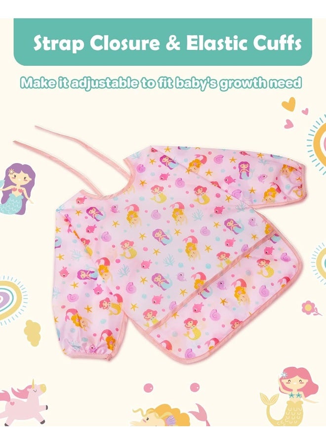 Lictin 3 Pack Baby Bibs for Boy or Girl, Cute Long Sleeve Bib, Waterproof Bibs for Toddlers,Adjustable Closure Baby Smock, Mess Proof Baby Bib, 6-24 Months Reusable Infant Baby Bibs - Image 4