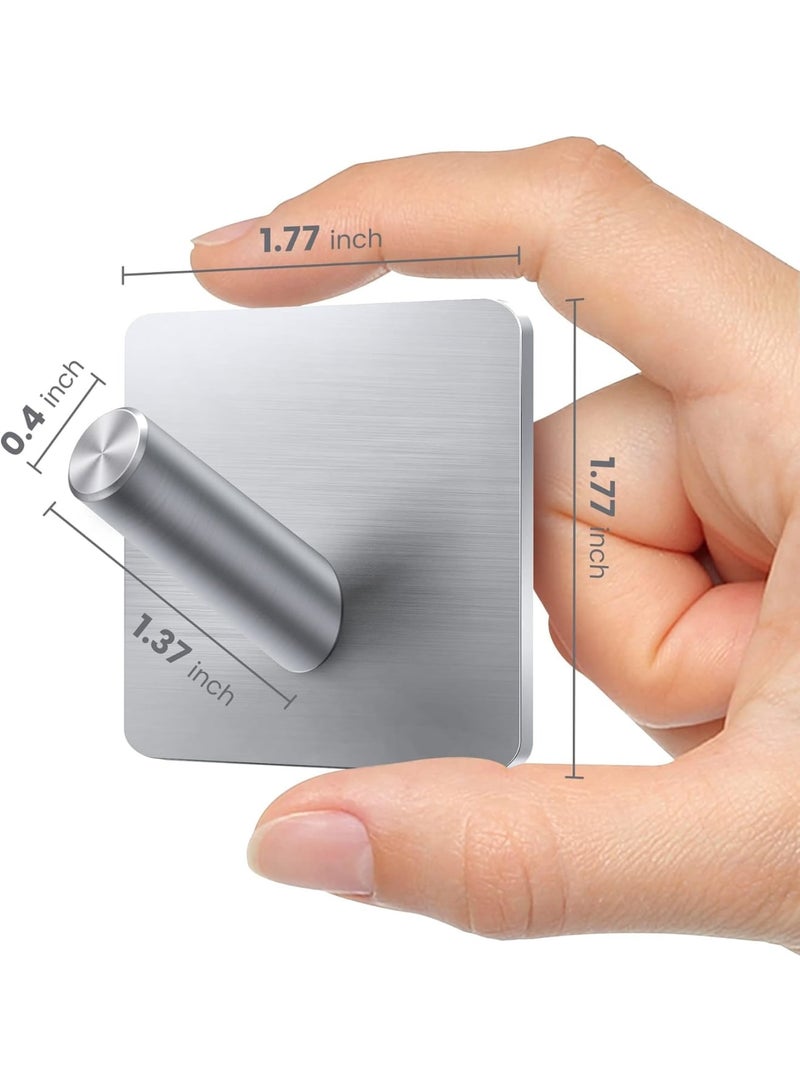 SOLARAE Heavy Duty Adhesive Hooks, 8 Pack Bath Towel Hooks Hold 44lb, Matte Stainless Steel Bathroom Organizer, Adhesive Wall Hooks for Bathrooms, Coat, Robe, Kitchen, Large Adhesive Hooks, Silver - Image 2